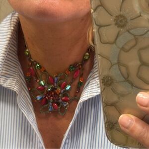 SORRELLI Zinnia Collection Swarovski Crystal Bib Necklace - Rare & Stunning!